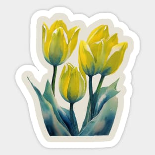 Yellow Tulips with no Background Sticker